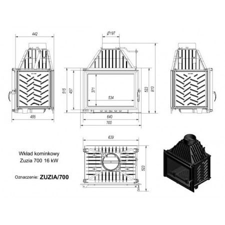 Каминная топка Kratki ZUZIA 700