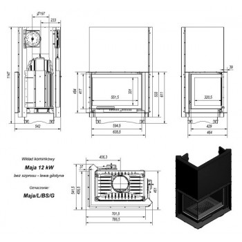 Каминная топка Kratki MAJA L BS G
