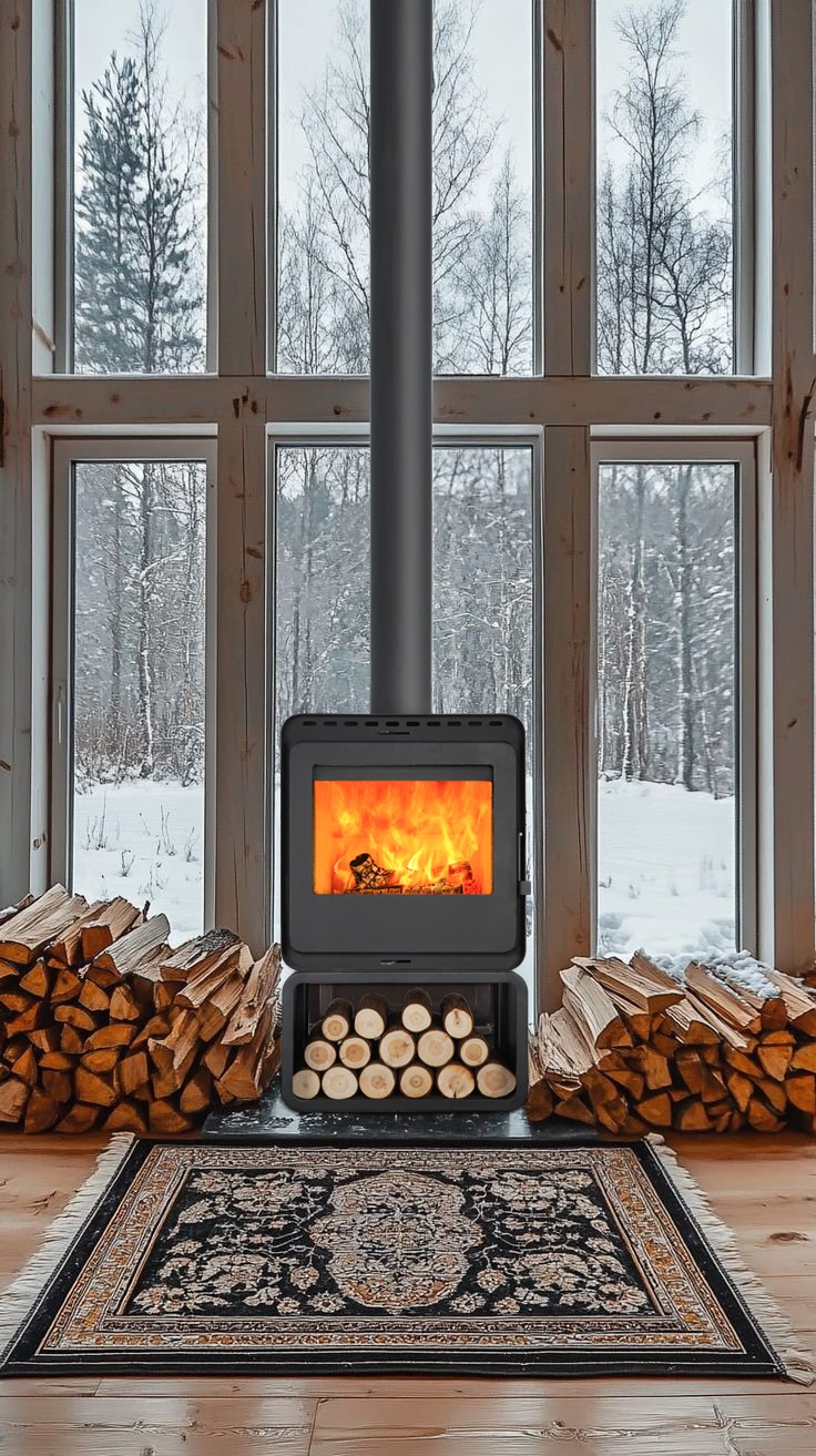 Печь камин Denner Fire Lumen с дровником