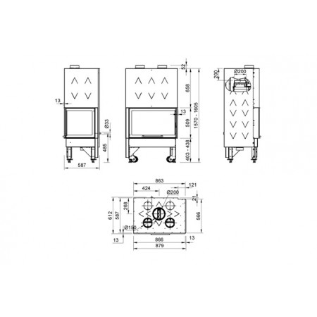 Каминная топка La Nordica Monoblocco 800 Angolo DX ,SX