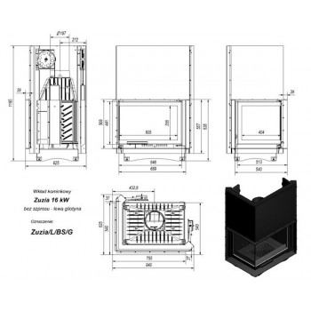 Каминная топка Kratki ZUZIA L BS G