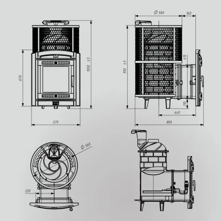 Печь для бани ПроМеталл Атмосфера L  сетка нержавейка  с газовой горелкой