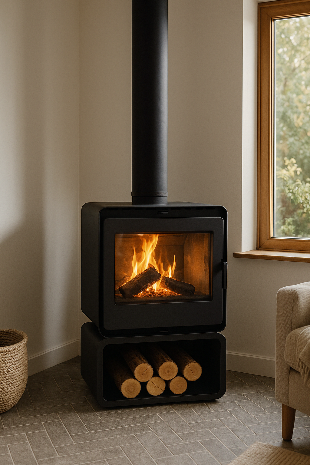 Печь камин Denner Fire Lumen с дровником